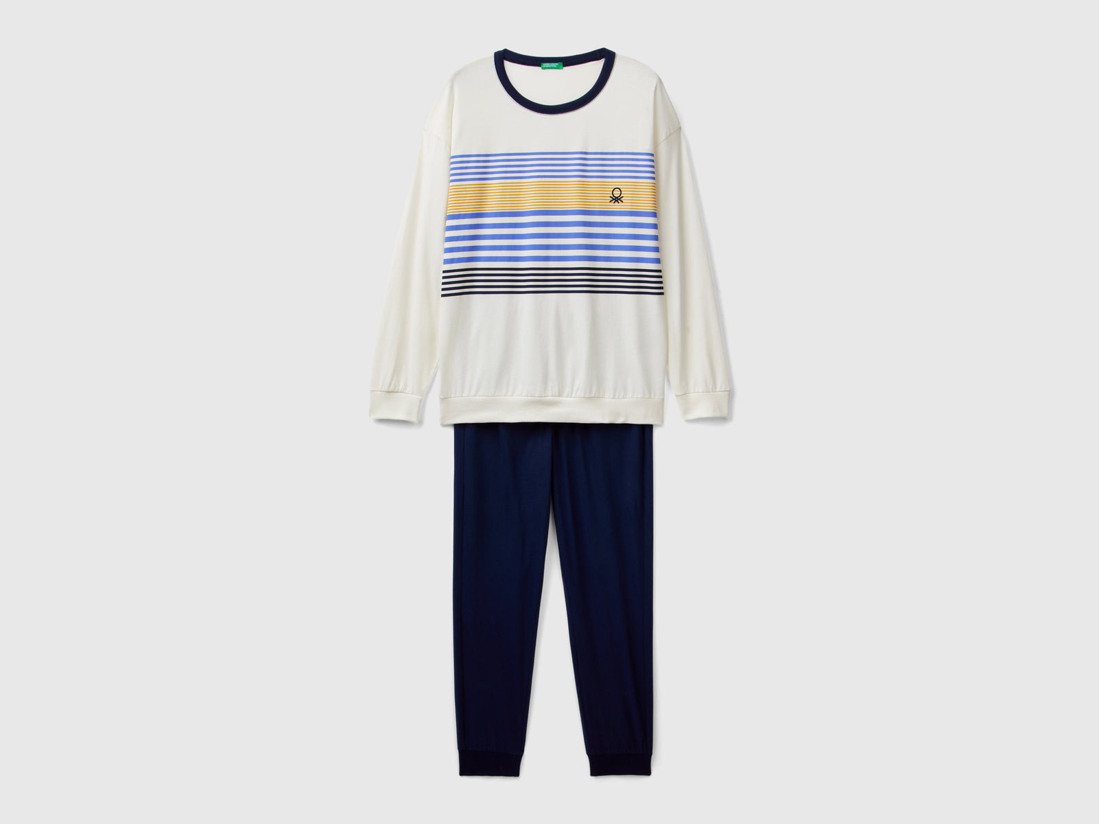 Pijamas de algodón de fibra larga da uomo bianco panna | Benetton Outlet