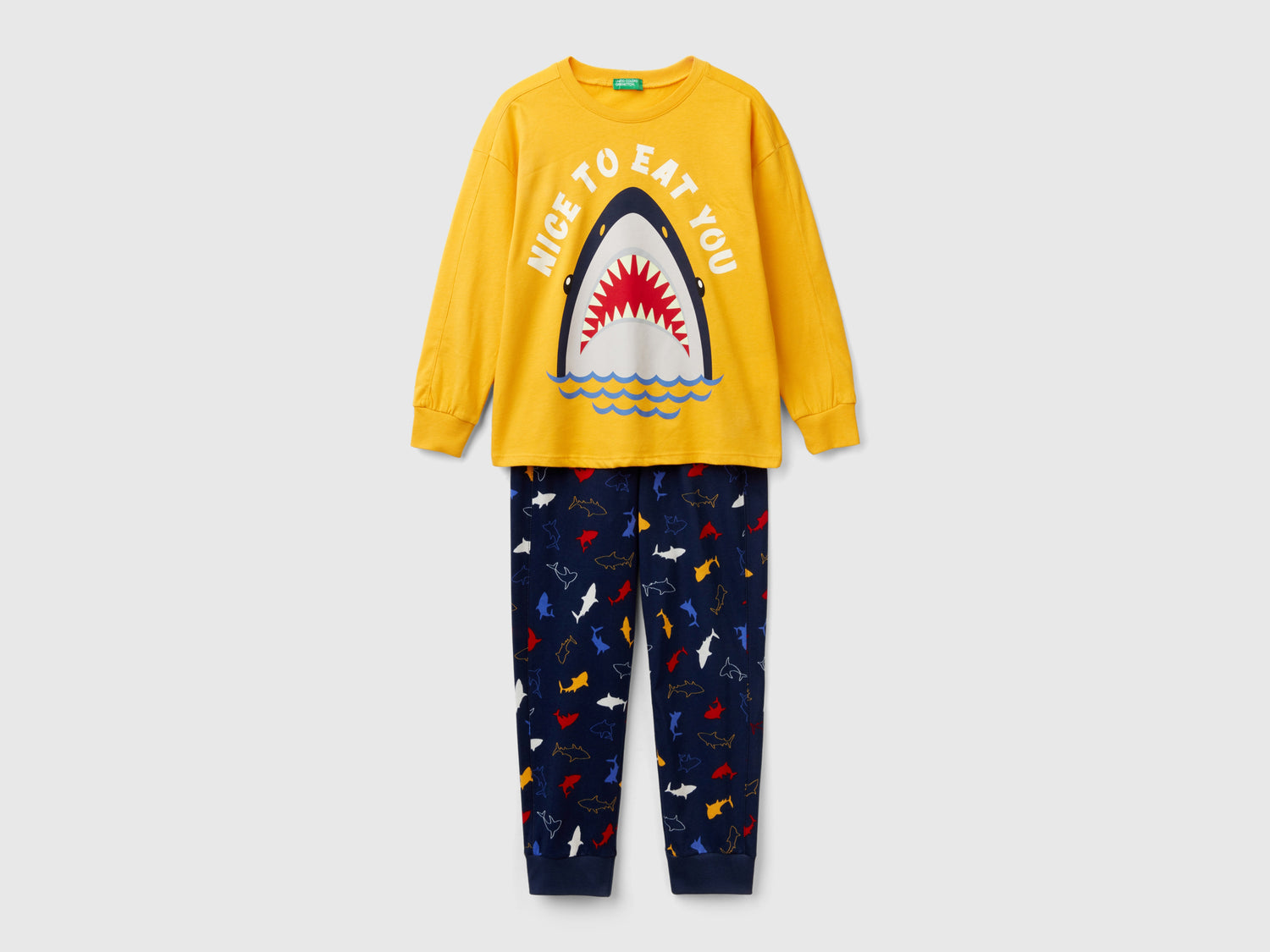 Pigiama lungo in caldo cotone da bambino giallo | Benetton Outlet