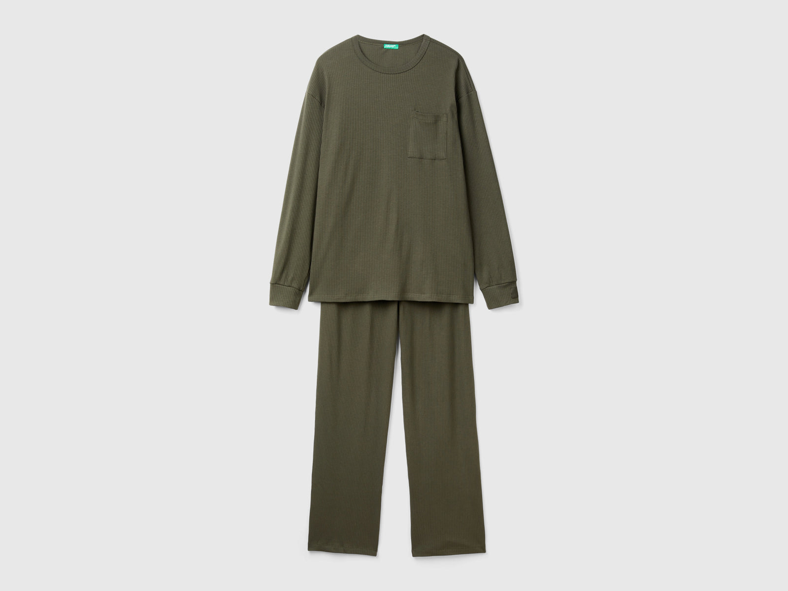 pijama de algodón elástico da uomo verde militare | Benetton Outlet