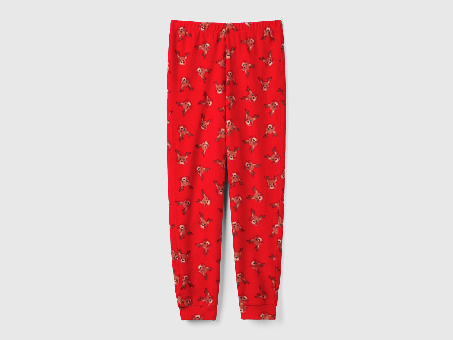 Pantaloni in pile con stampa renne da donna rosso | Benetton Outlet