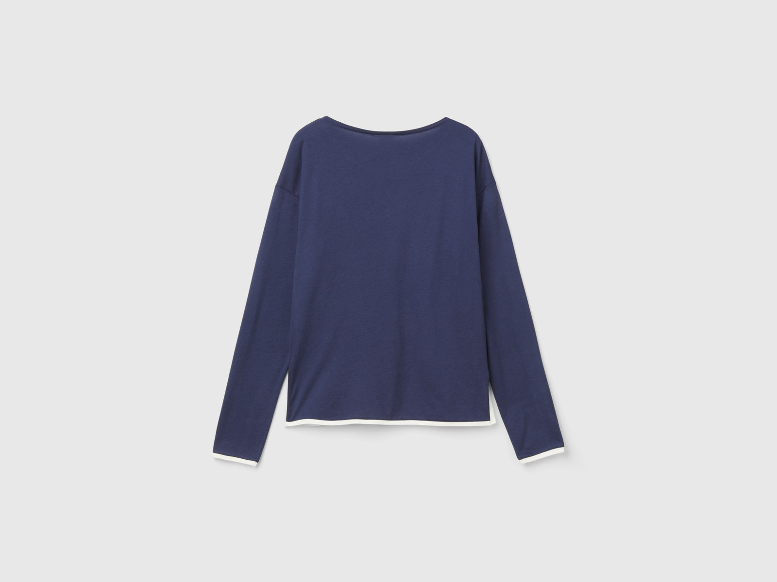 Camiseta con bordado en mezcla de viscosa da donna blu scuro 2 | Benetton Outlet