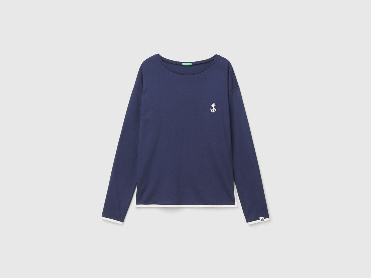 Camiseta con bordado en mezcla de viscosa