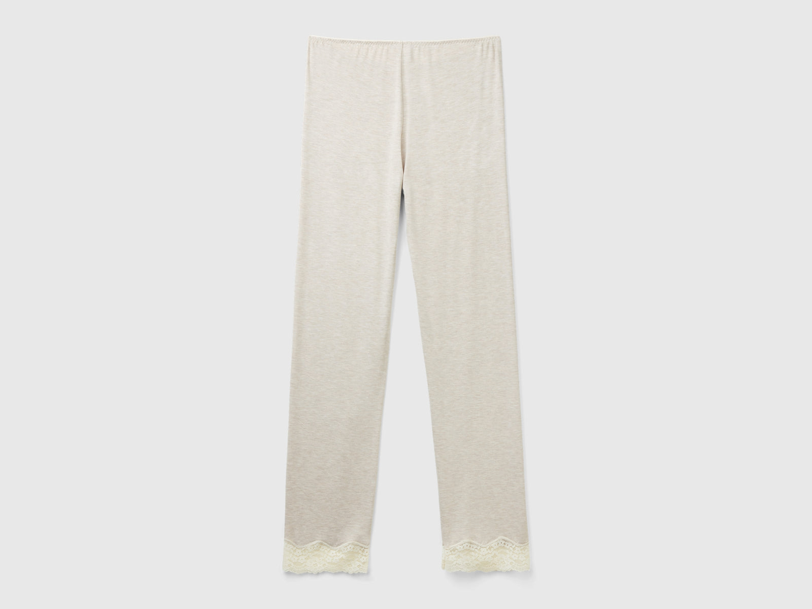 Pantaloni con dettagli in pizzo da donna beige 2 | Benetton Outlet