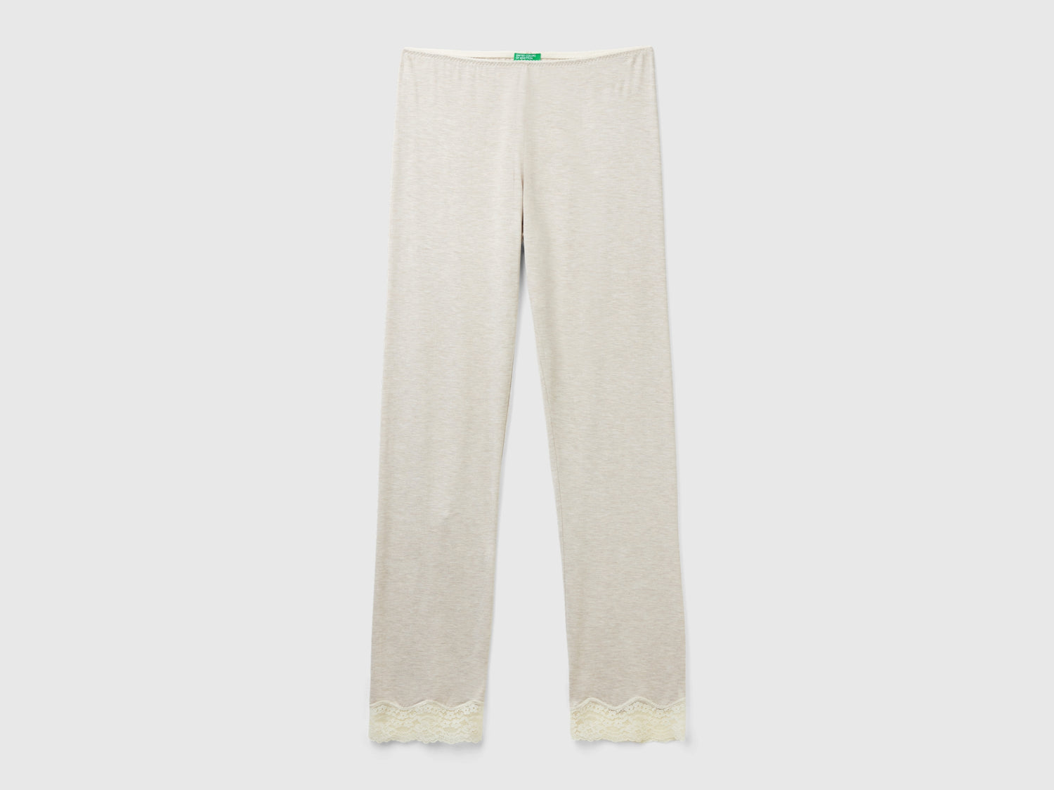 Pantaloni con dettagli in pizzo da donna beige | Benetton Outlet