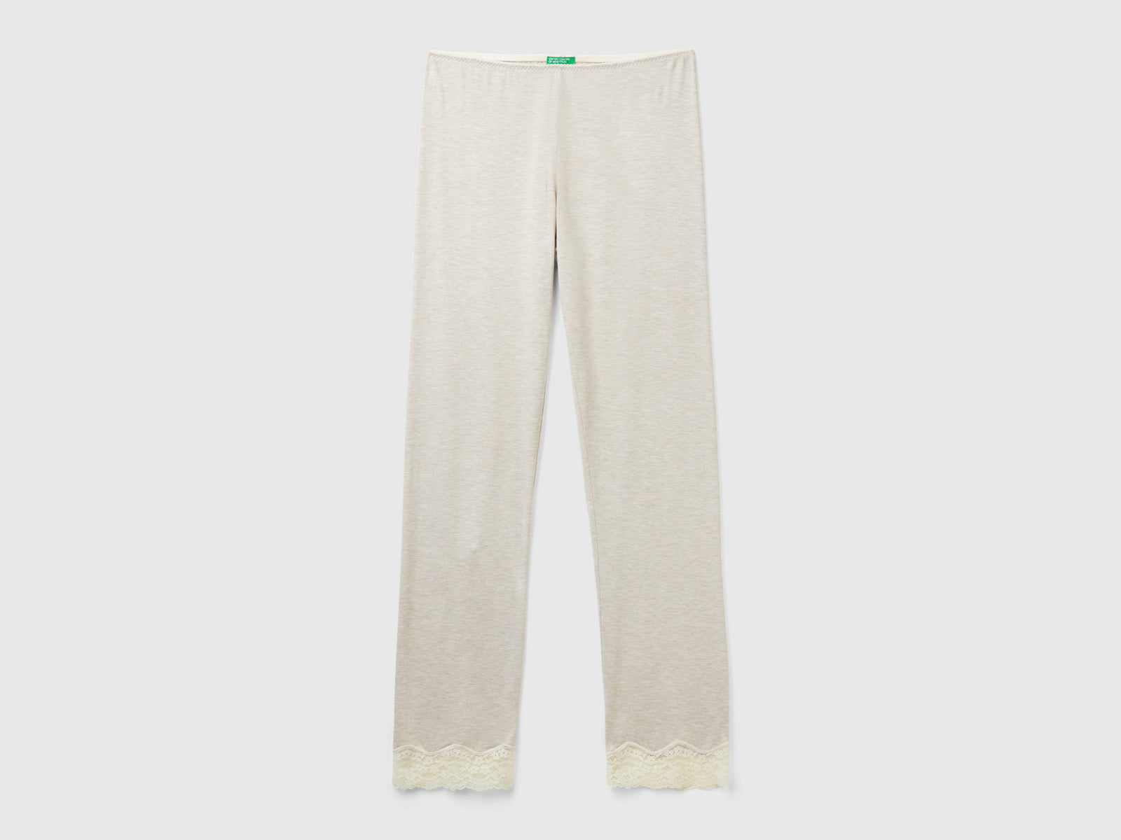 Pantaloni con dettagli in pizzo da donna beige | Benetton Outlet