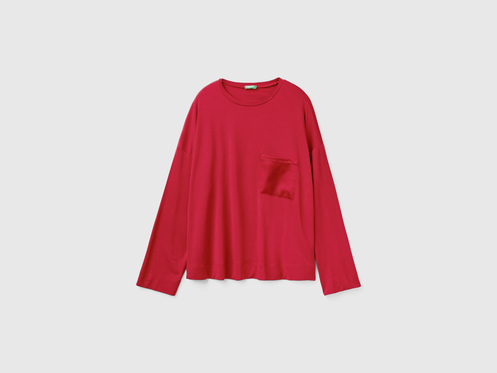 Maglietta con taschino in seta da donna bordeaux | Benetton Outlet