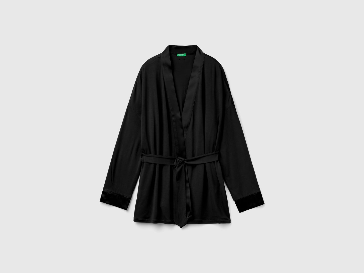 Chaqueta con detalles de seda da donna nero | Benetton Outlet