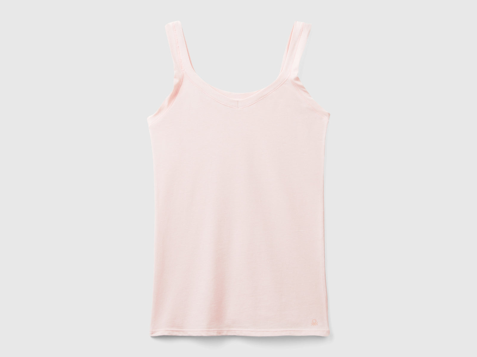Camiseta sin mangas de algodón orgánico súper elástica da donna rosa tenue | Benetton Outlet