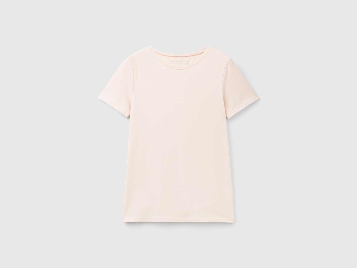 T-shirt manica corta in cotone bio super stretch da donna rosa pastello | Benetton Outlet