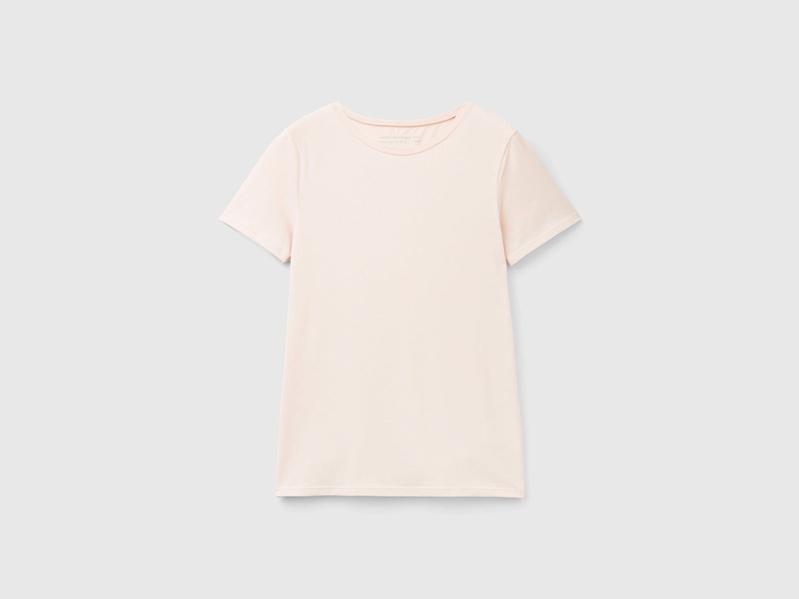 T-shirt manica corta in cotone bio super stretch da donna rosa pastello | Benetton Outlet