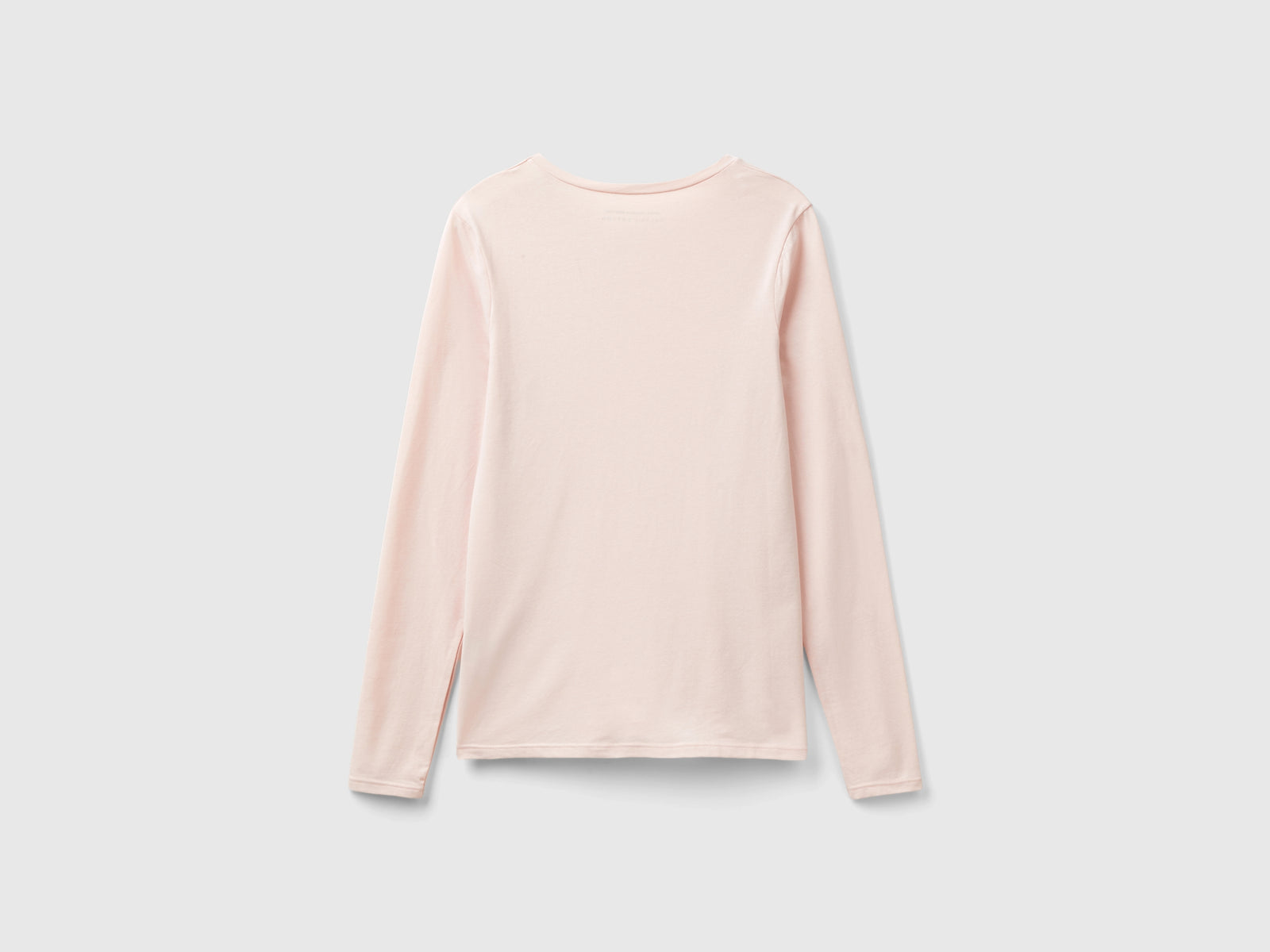 Camiseta de manga larga de algodón orgánico súper elástica da donna rosa pastello 2 | Benetton Outlet
