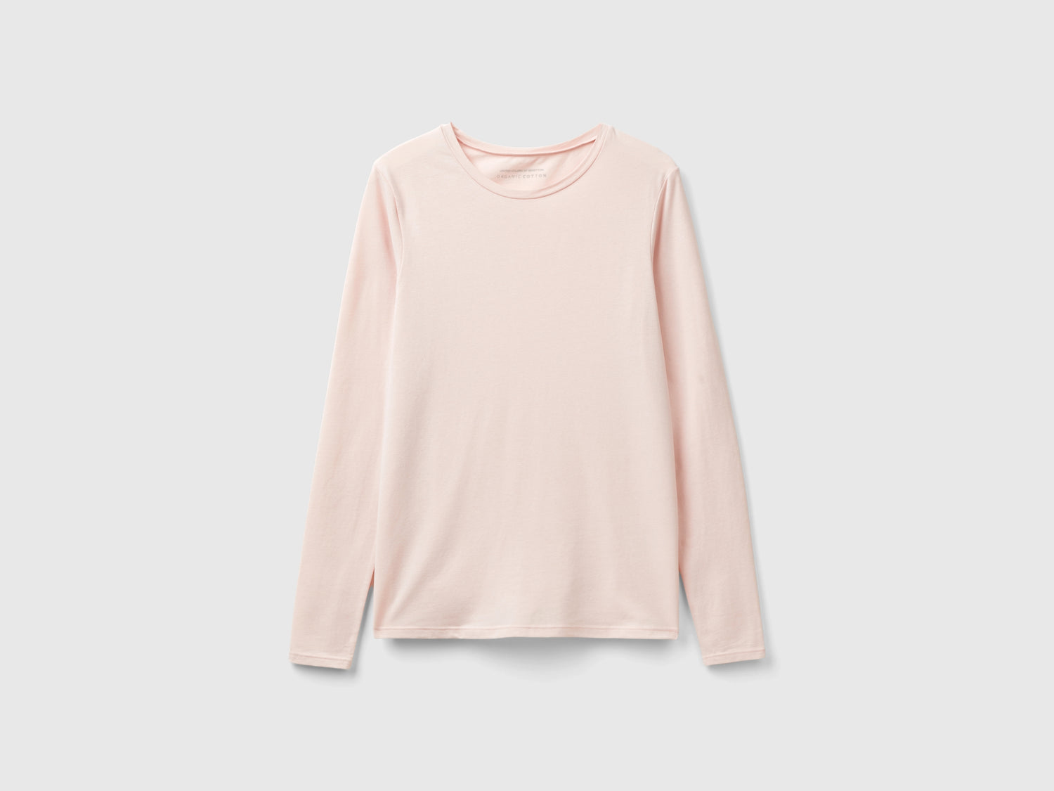 Camiseta de manga larga de algodón orgánico súper elástica da donna rosa pastello | Benetton Outlet
