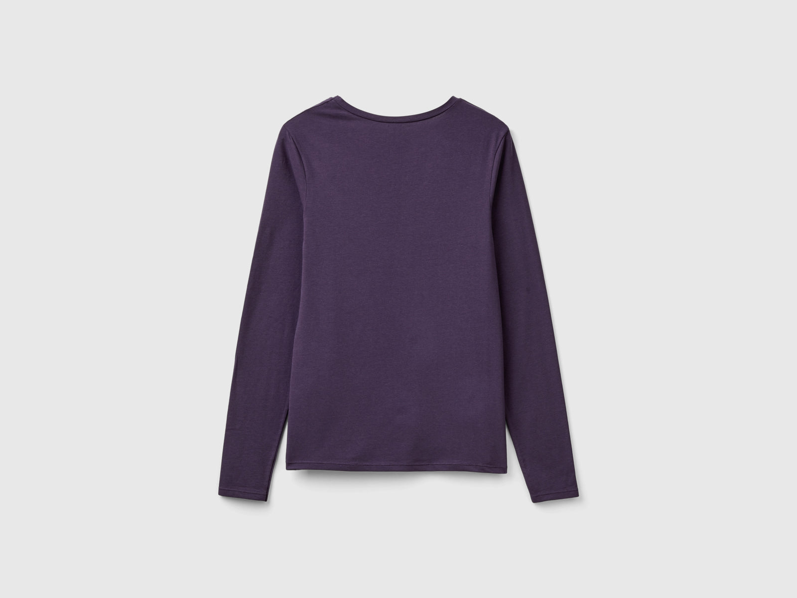 Camiseta de manga larga de algodón orgánico súper elástica da donna malva scuro 2 | Benetton Outlet