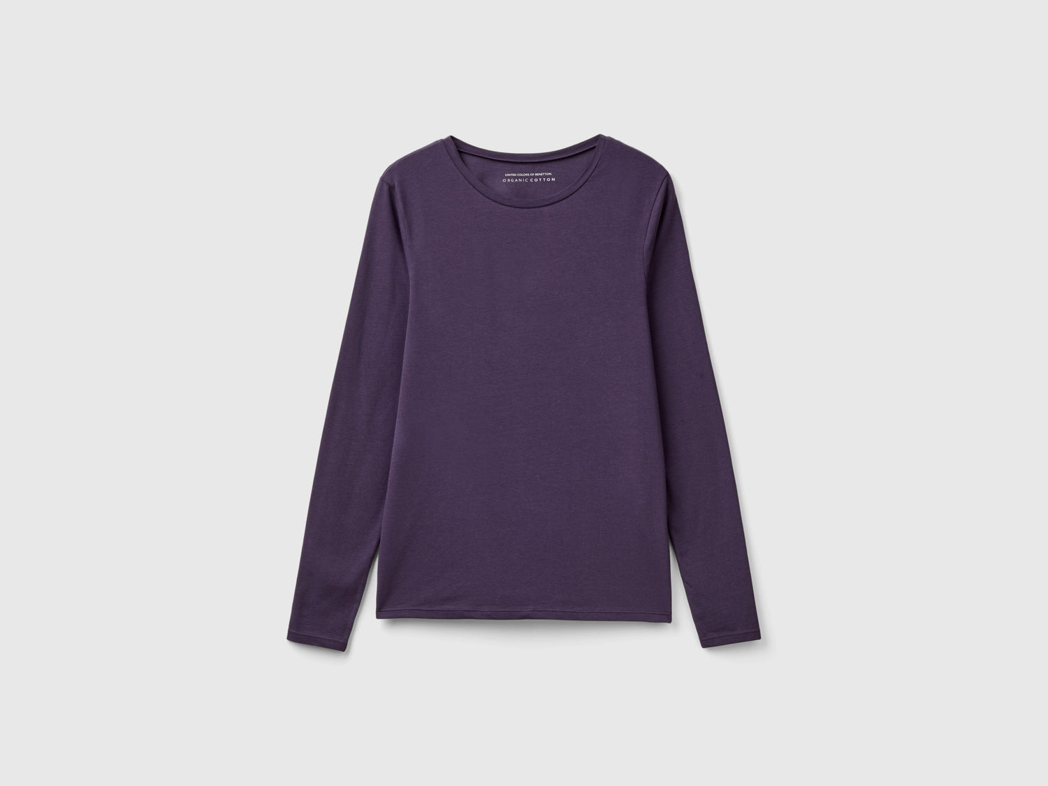 Camiseta de manga larga de algodón orgánico súper elástica da donna malva scuro | Benetton Outlet