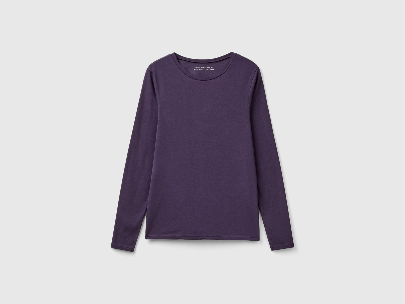 Camiseta de manga larga de algodón orgánico súper elástica da donna malva scuro | Benetton Outlet