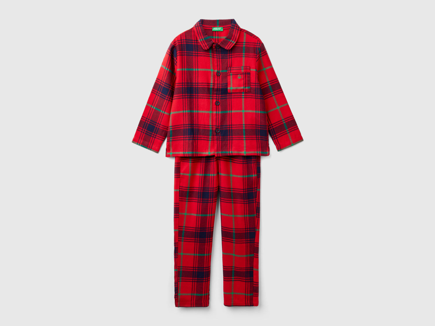 Pigiama tartan in flanella da bambino rosso | Benetton Outlet