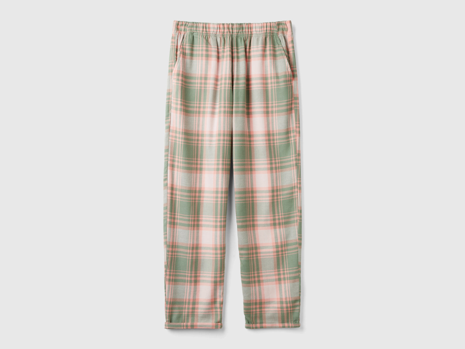 Pantaloni tartan in flanella da donna multi-color | Benetton Outlet