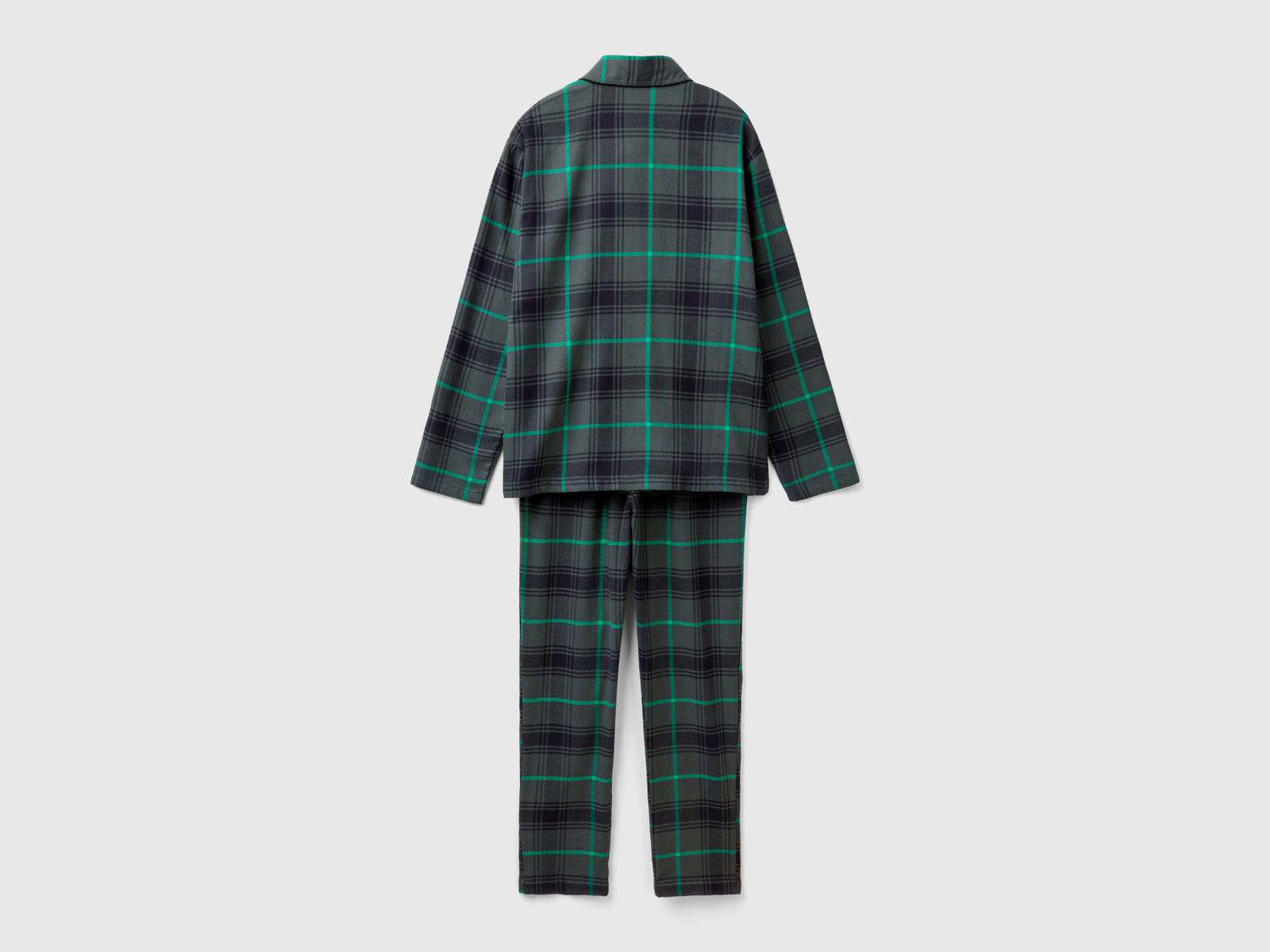 Pigiama tartan in flanella da uomo verde scuro 2 | Benetton Outlet