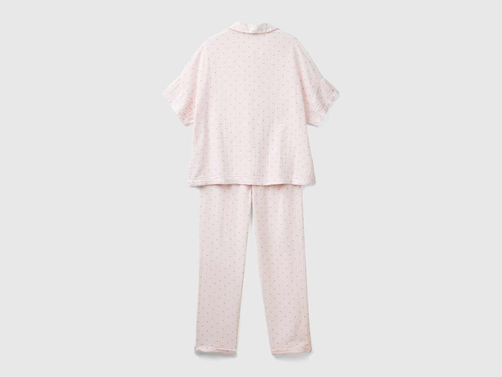 Pigiama con stampa cuori da donna rosa tenue 2 | Benetton Outlet