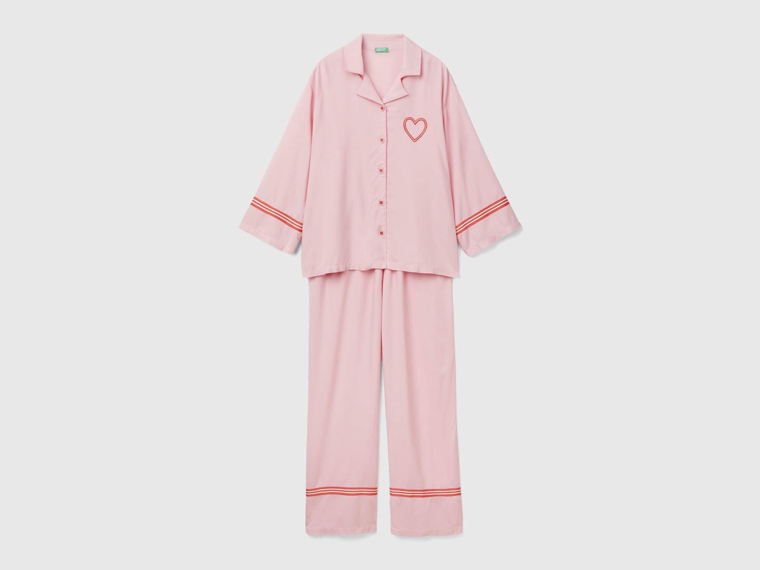 Pigiama in viscosa da donna rosa | Benetton Outlet