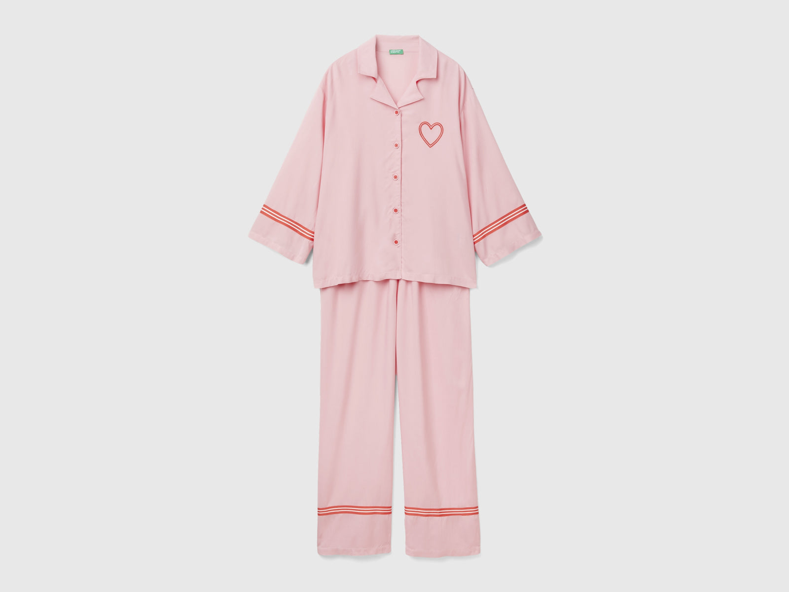 Pigiama in viscosa da donna rosa | Benetton Outlet