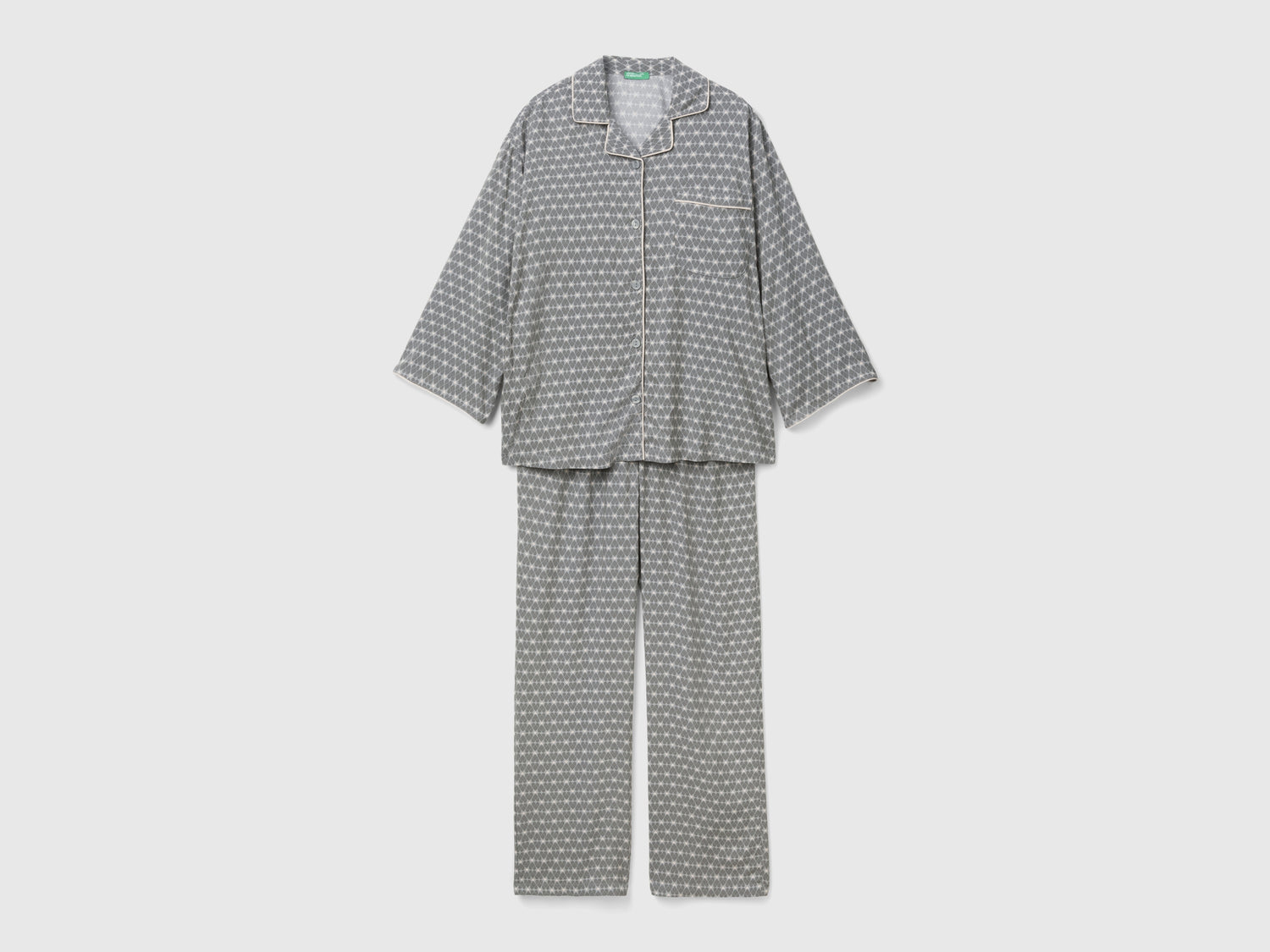 Pigiama fantasia in pura viscosa da donna grigio scuro | Benetton Outlet
