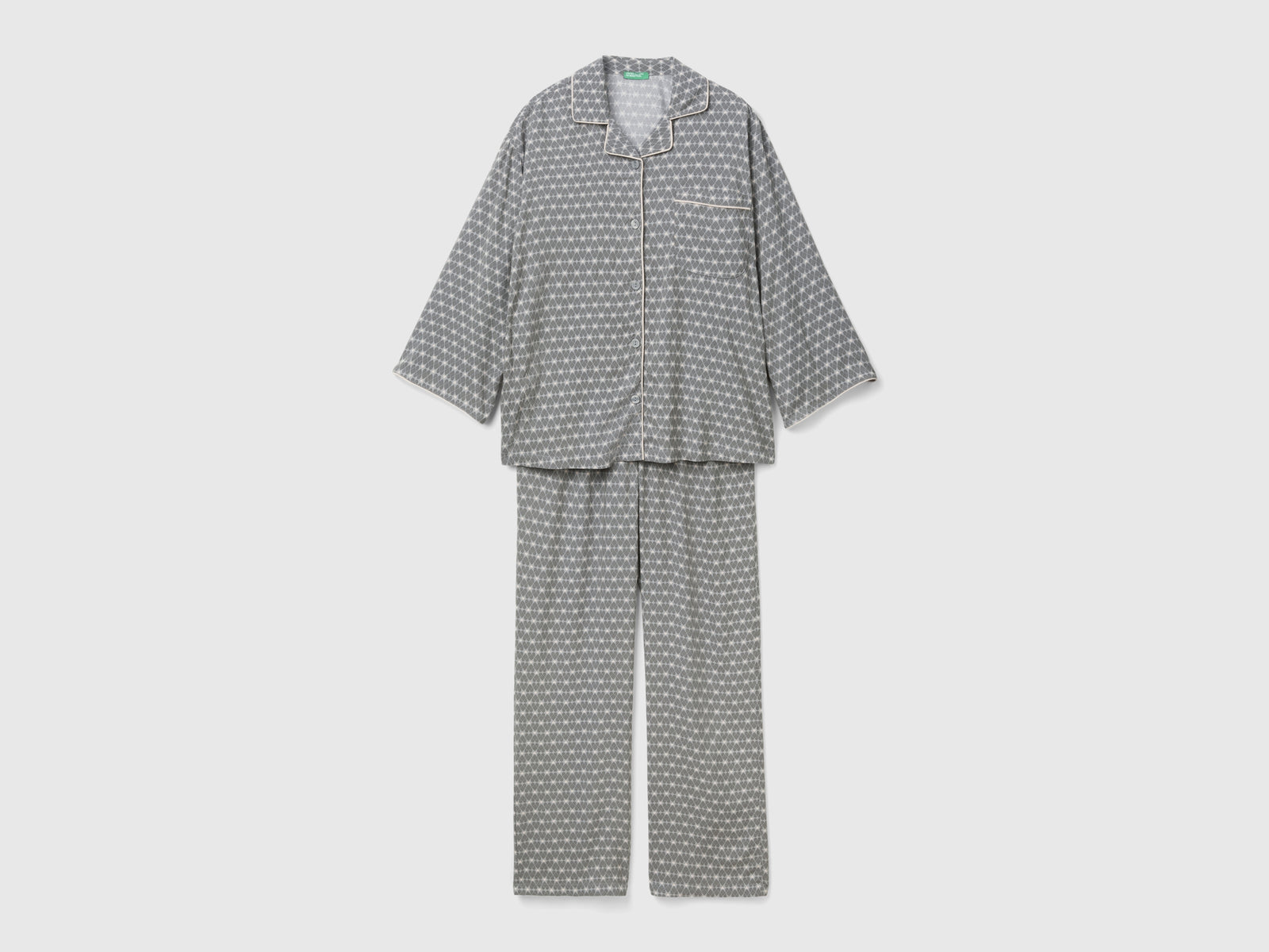 Pigiama fantasia in pura viscosa da donna grigio scuro | Benetton Outlet