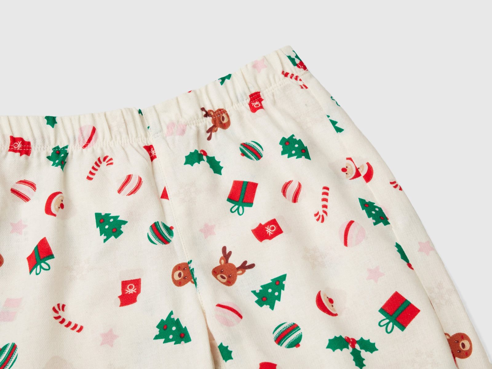 Pigiama natalizio in flanella da bambino bianco panna 3 | Benetton Outlet