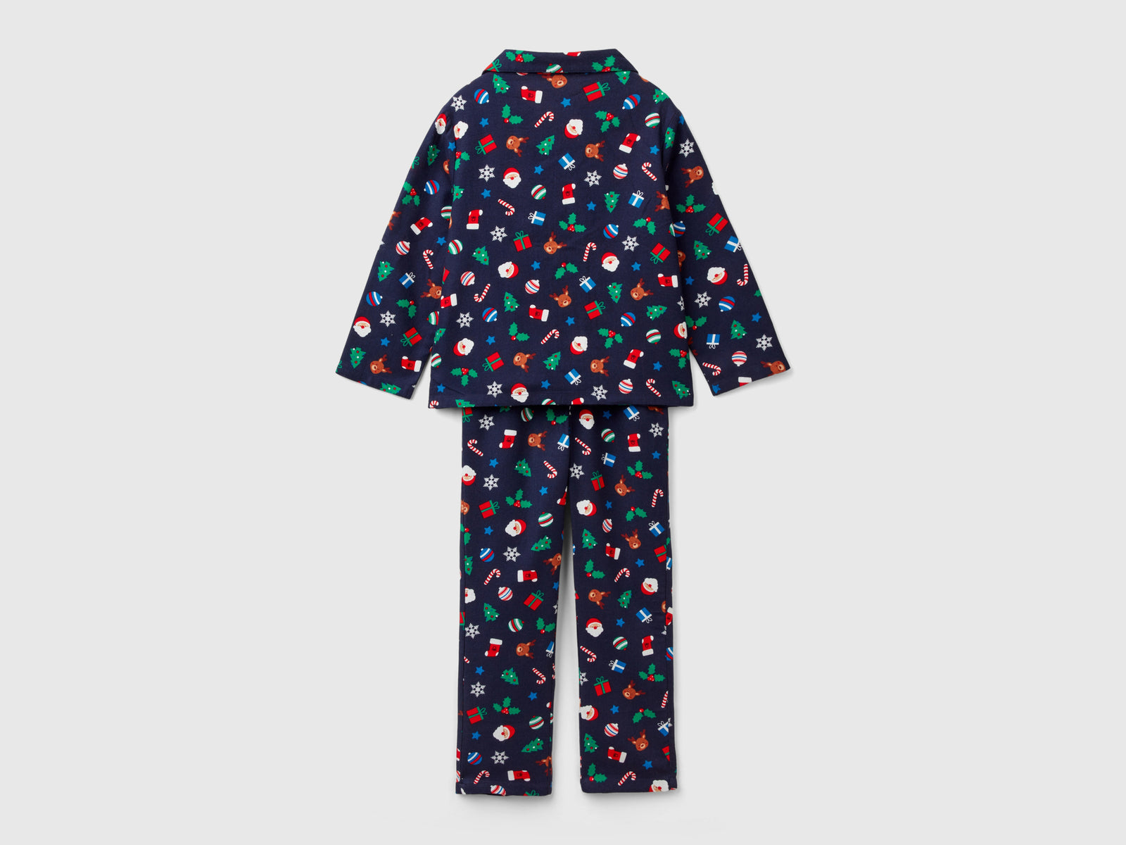 Pigiama natalizio in flanella da bambino blu scuro 2 | Benetton Outlet