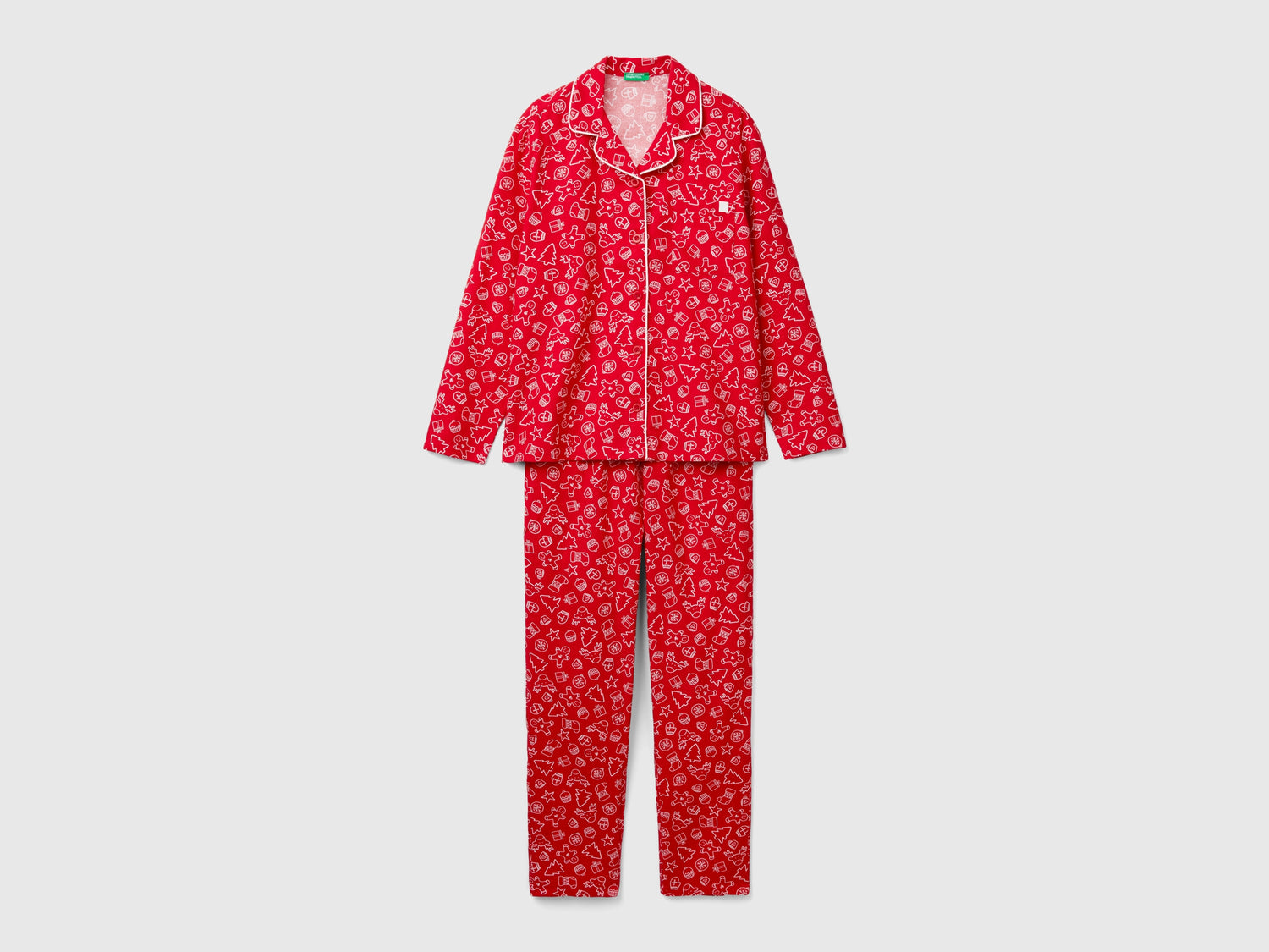 Pigiama natalizio in flanella da donna rosso | Benetton Outlet