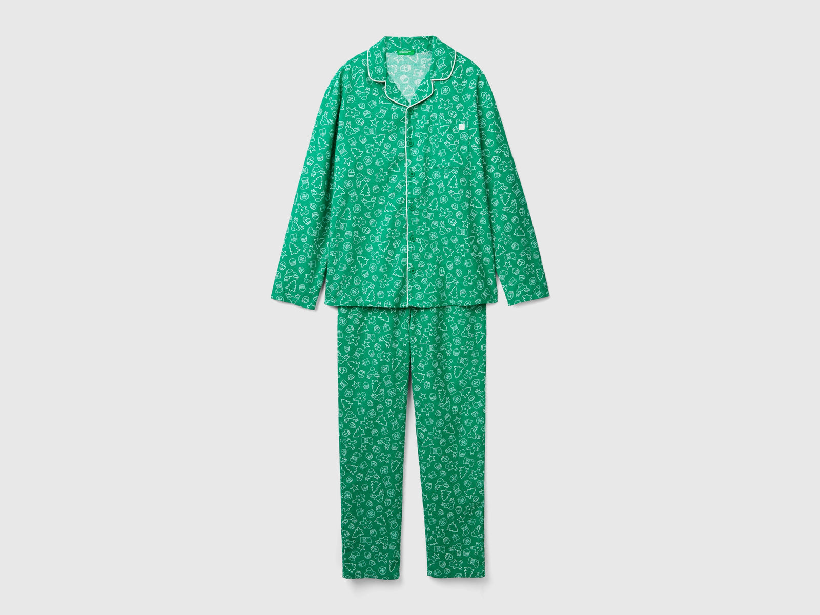 Pigiama natalizio in flanella da uomo verde | Benetton Outlet