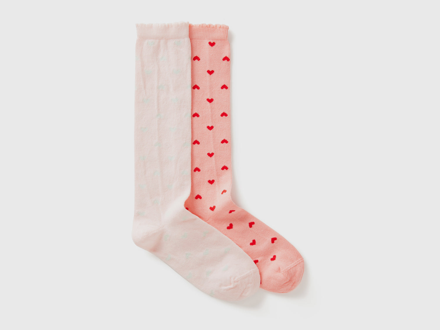 Due paia di calzini rosa a cuori da bambino multi-color | Benetton Outlet