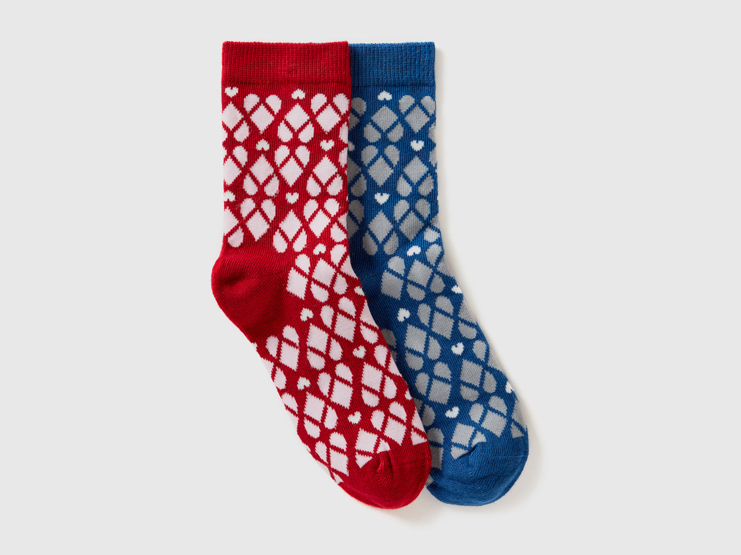 Due paia di calzini a cuori da bambino multi-color | Benetton Outlet