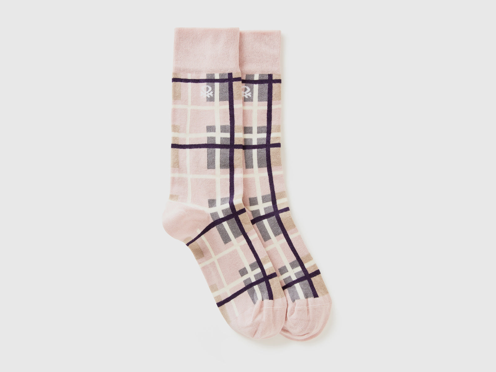 Calzini lunghi tartan da uomo rosa | Benetton Outlet