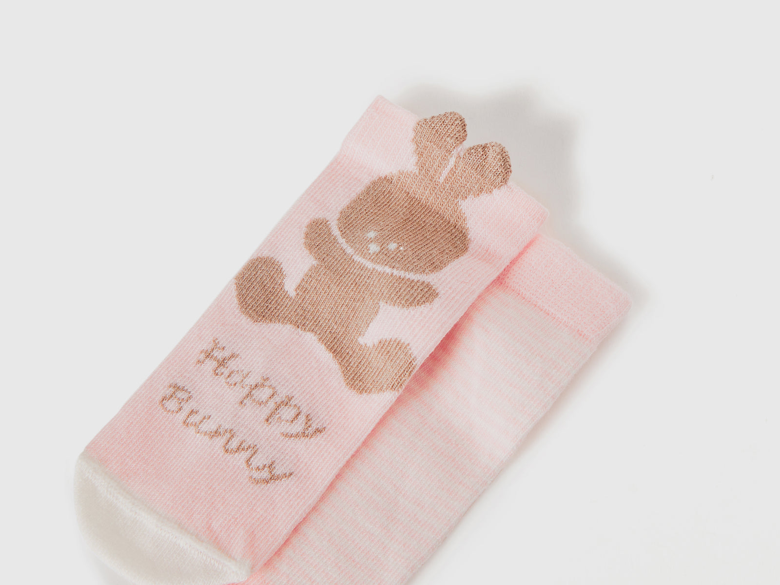 Set of socks with stripes and bunny da neonato rosa 2 | Benetton Outlet