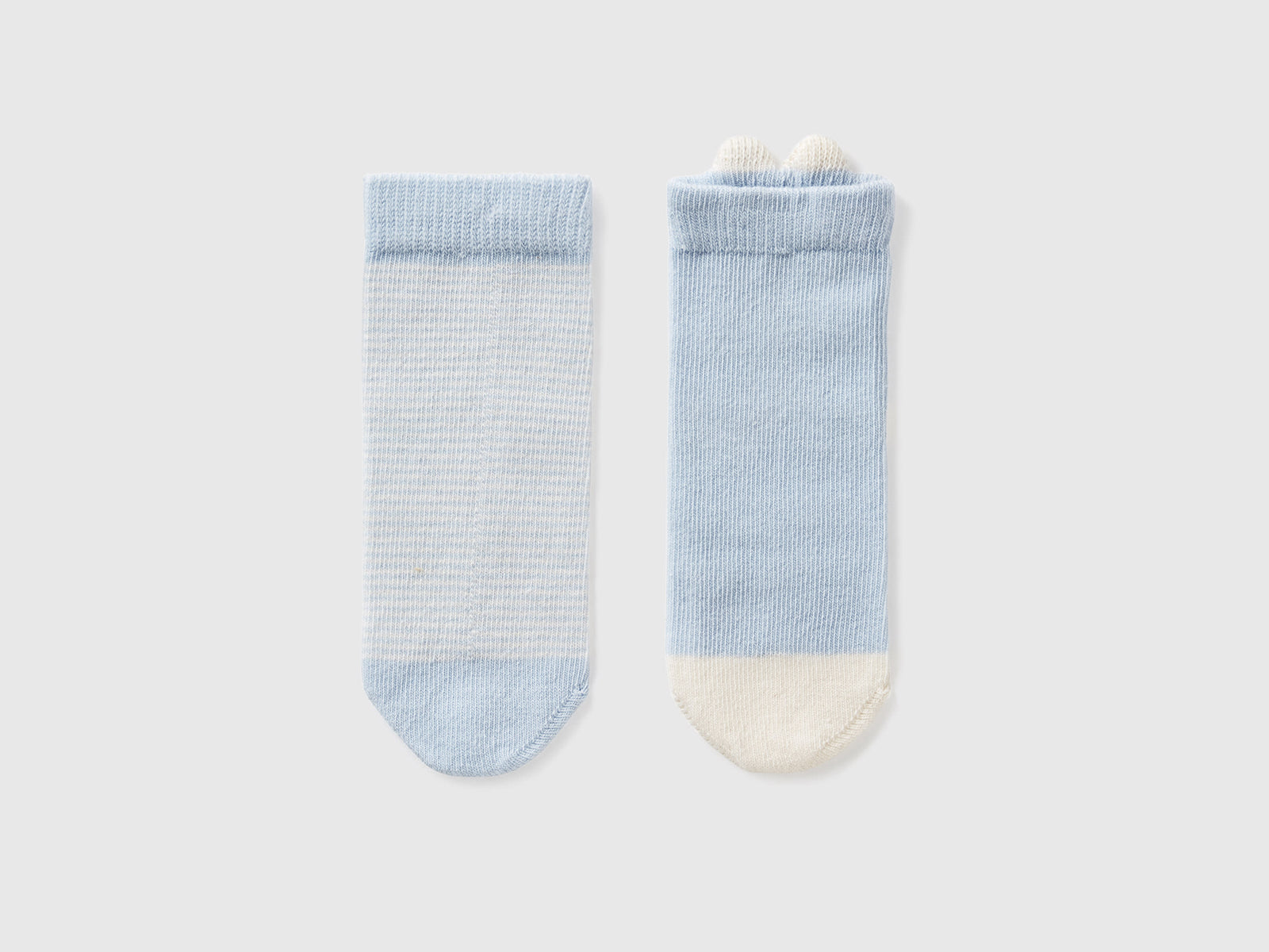 Set calzini con righe e coniglietto da neonato celeste 2 | Benetton Outlet