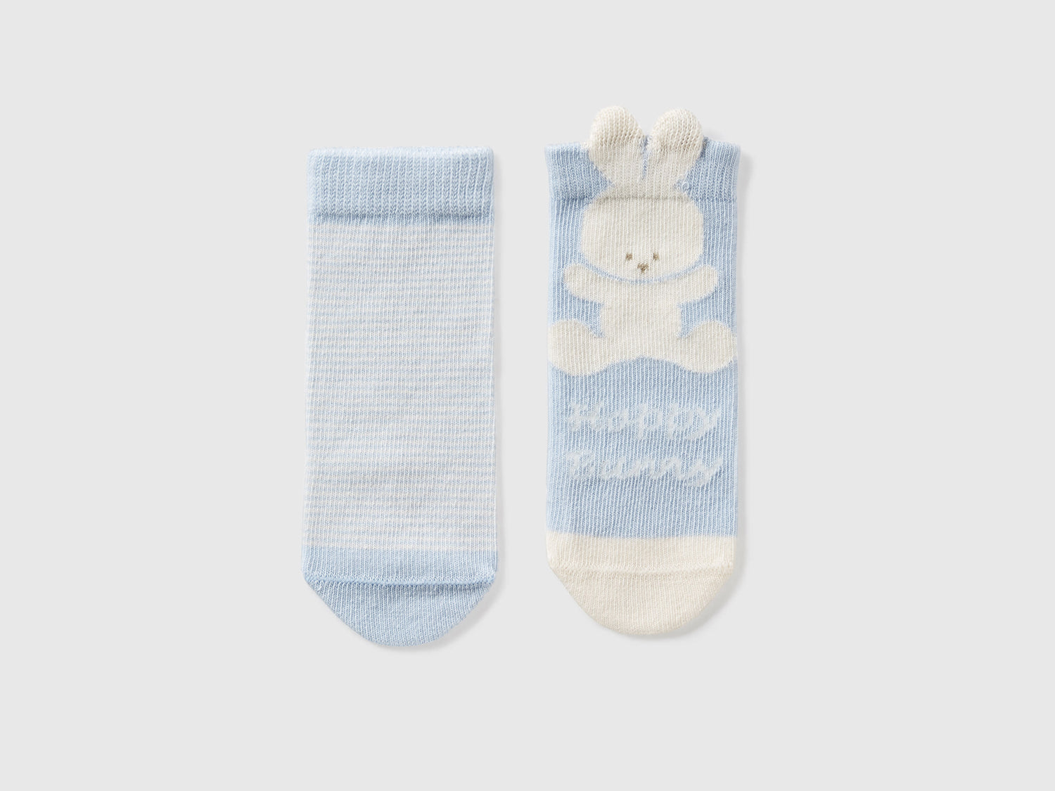 Set of socks with stripes and bunny da neonato celeste | Benetton Outlet