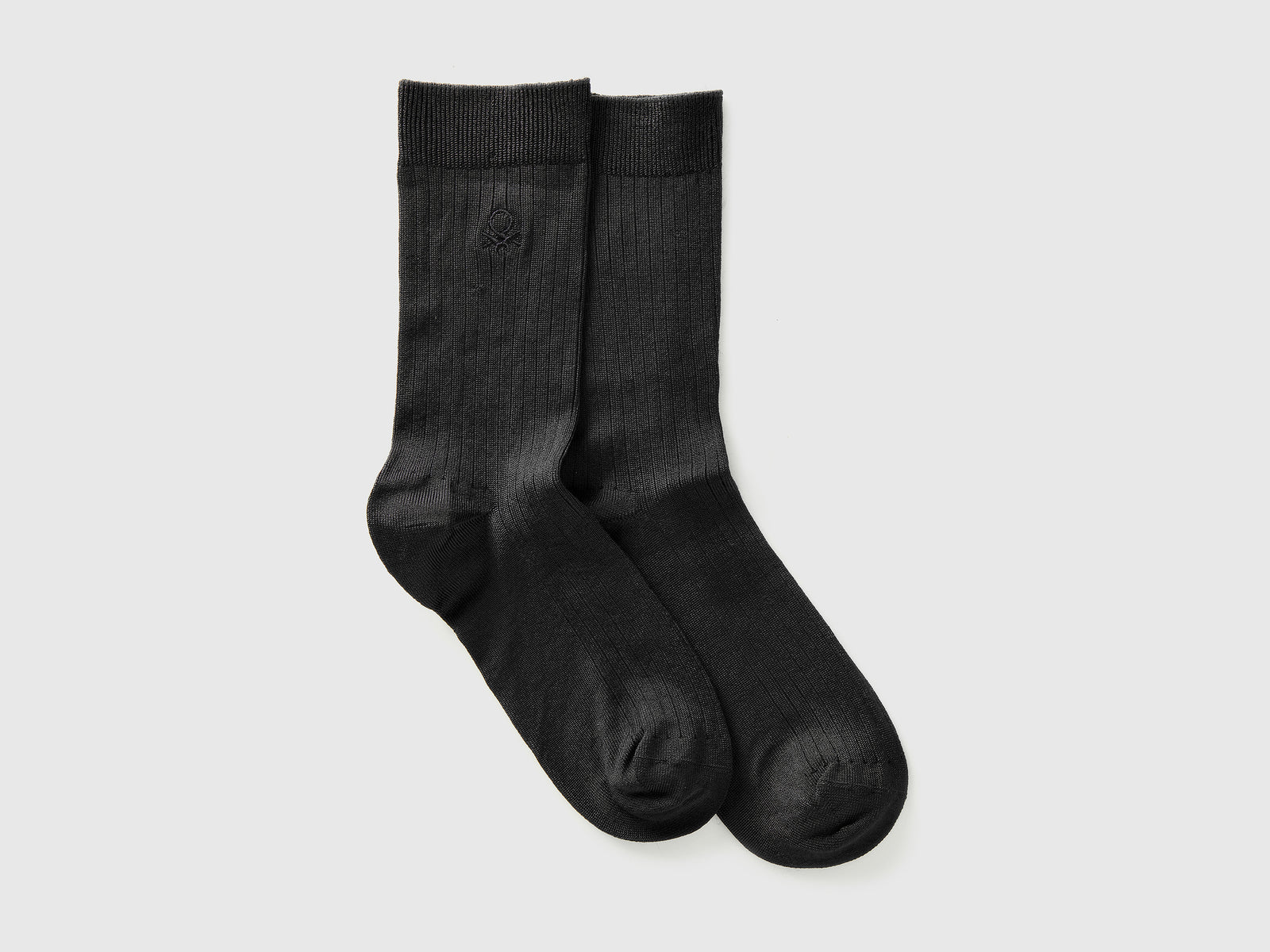 Calzini a costine con logo da uomo nero | Benetton Outlet