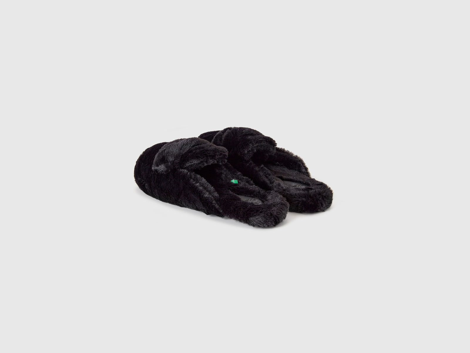 Pantofole in pelliccia sintetica da donna nero 2 | Benetton Outlet