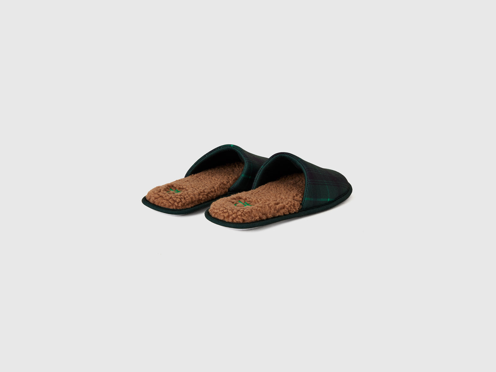 Pantofole a quadri da uomo verde scuro 2 | Benetton Outlet