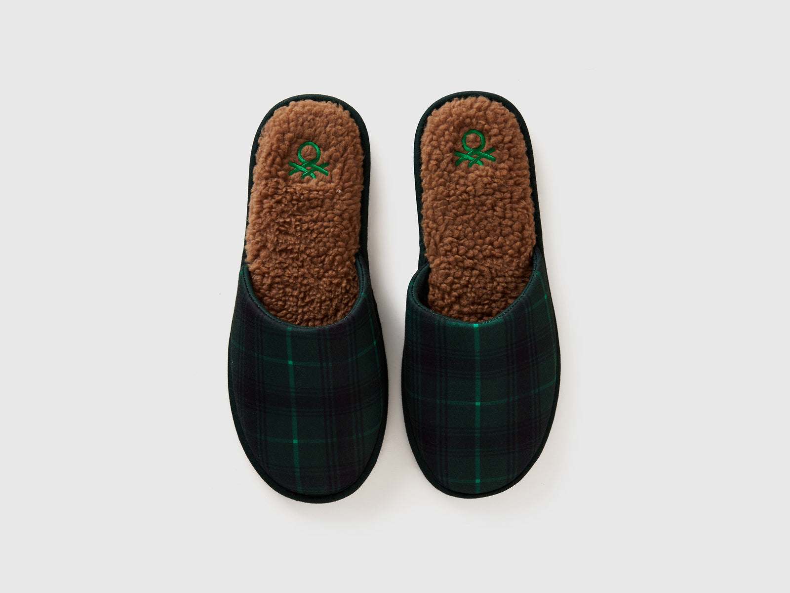 Pantofole a quadri da uomo verde scuro 3 | Benetton Outlet
