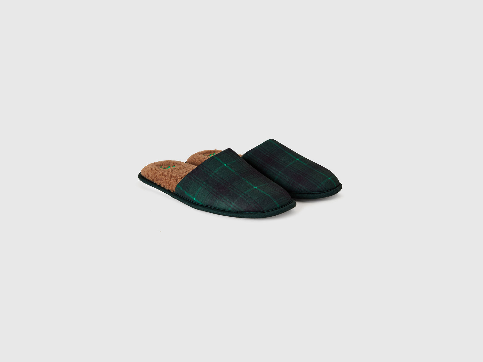 Pantofole a quadri da uomo verde scuro 4 | Benetton Outlet