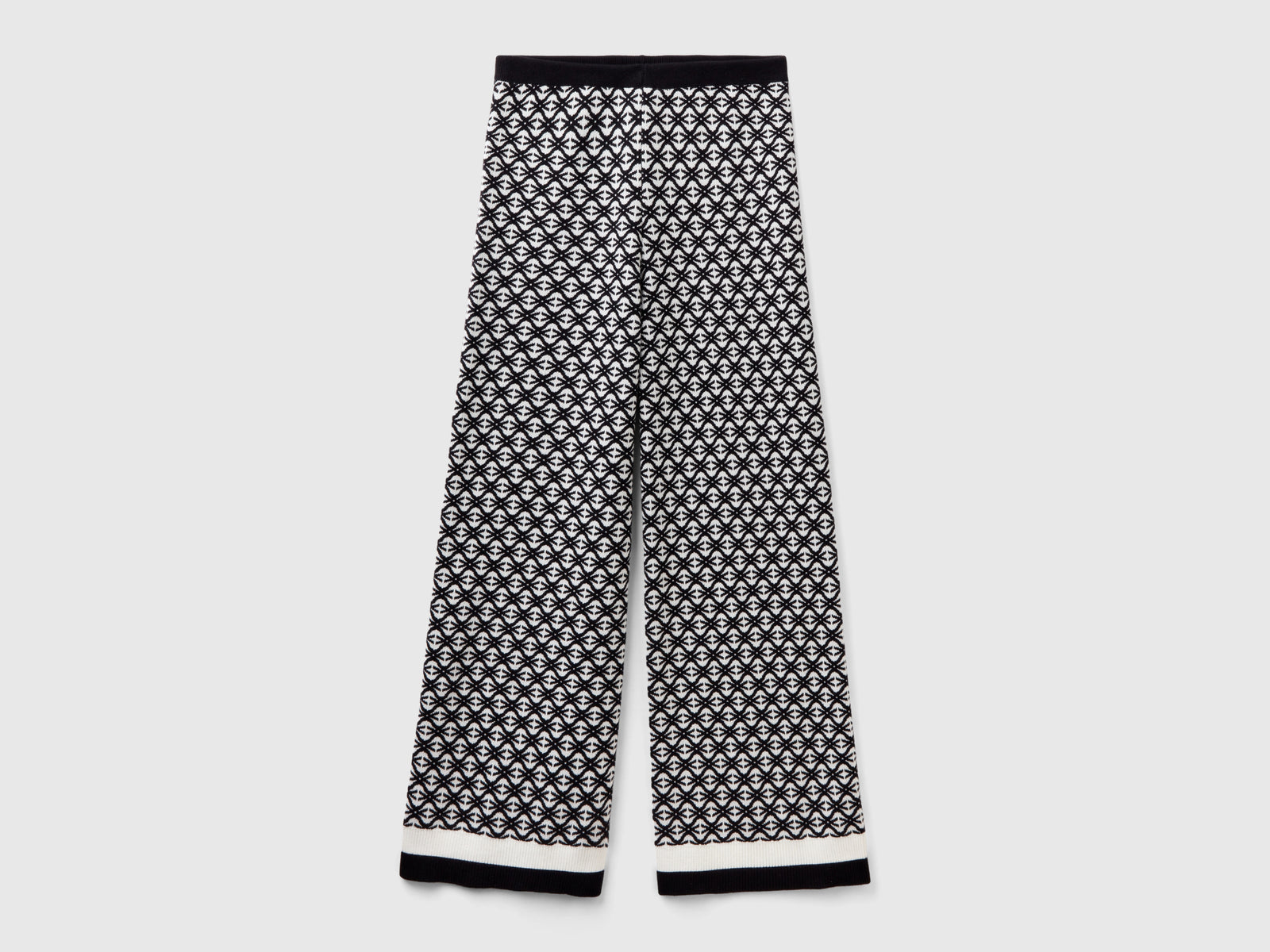 Pantaloni Monogram jacquard da donna nero | Benetton Outlet