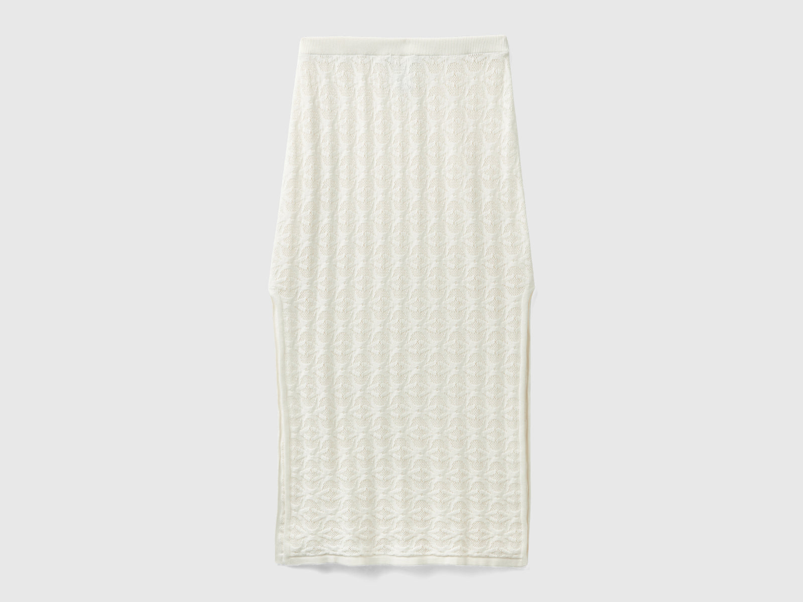 Longuette in maglia Monogram da donna bianco panna 2 | Benetton Outlet