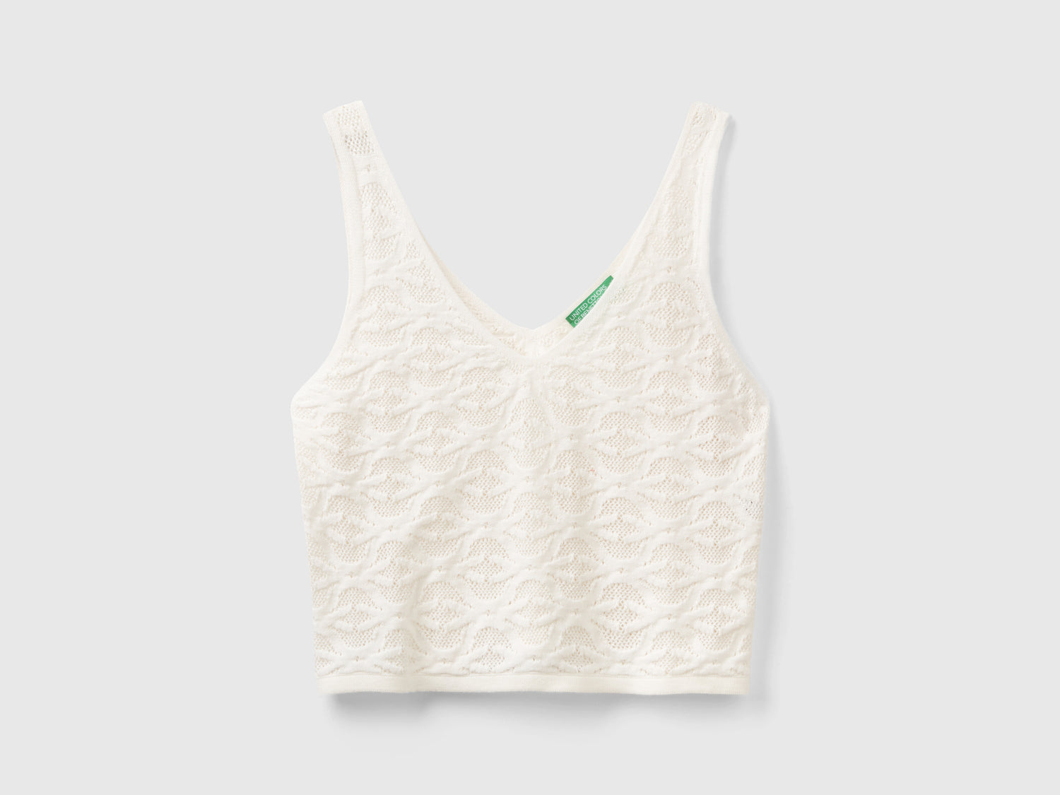 Top in maglia Monogram da donna bianco panna | Benetton Outlet