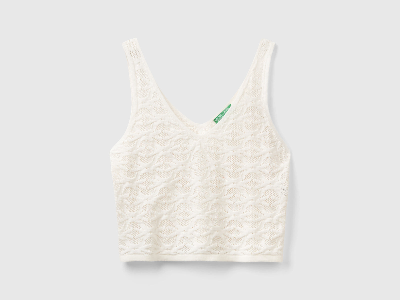 Top in maglia Monogram da donna bianco panna | Benetton Outlet