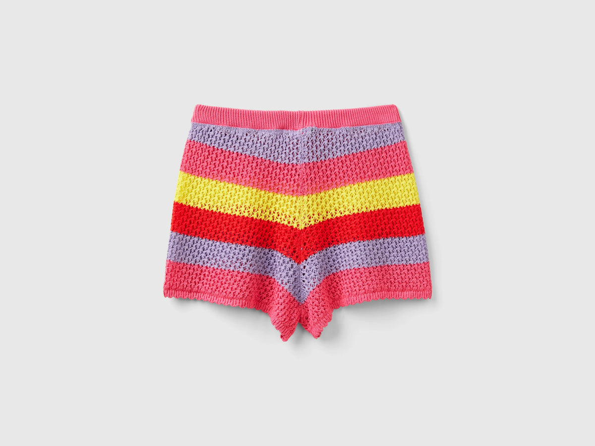 Shorts a righe in misto cotone riciclato