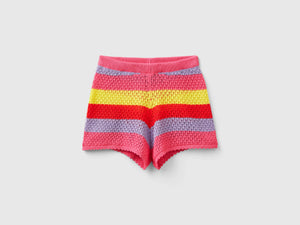 Shorts a righe in misto cotone riciclato