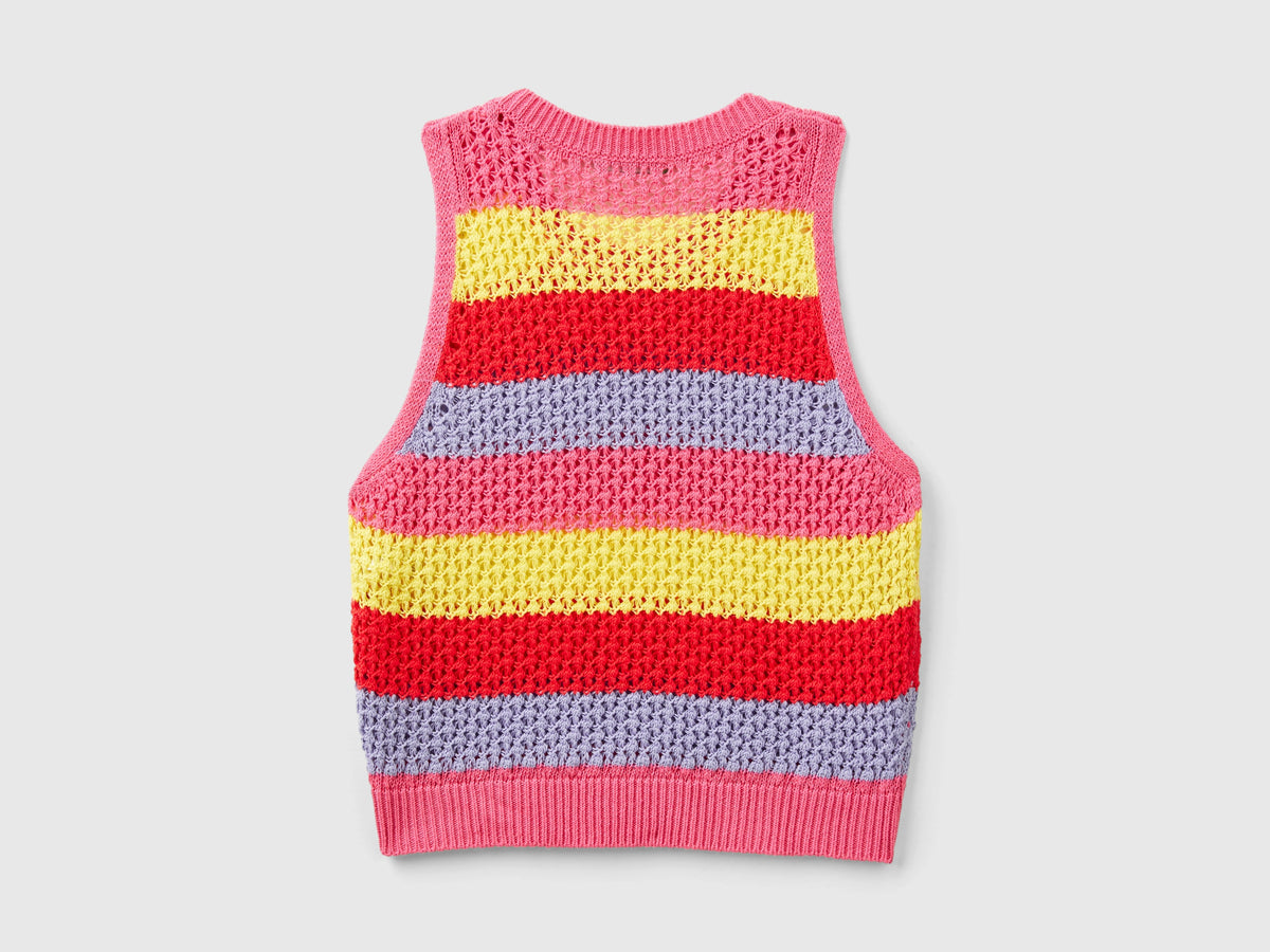Top a righe in misto cotone riciclato