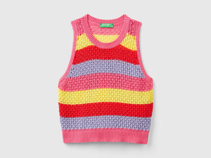 Top a righe in misto cotone riciclato